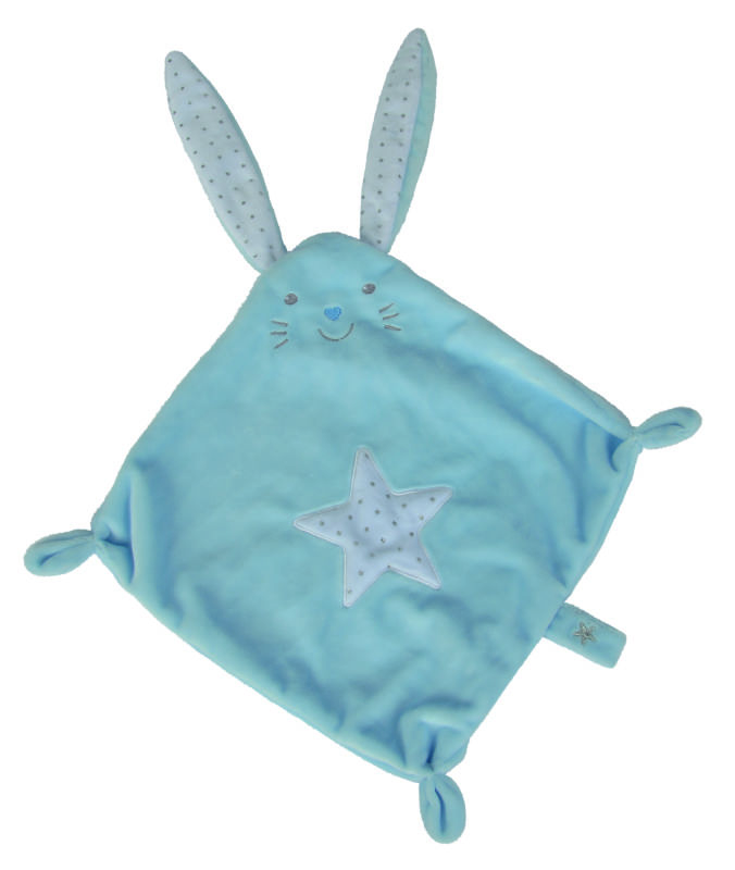  layette baby comforter blue rabbit star 